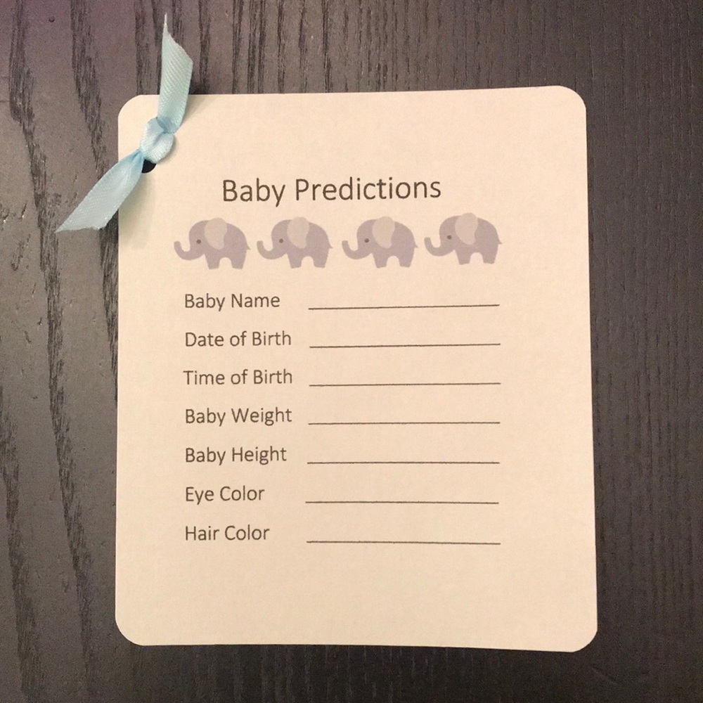 Baby prediction cards for baby shower - set of 20